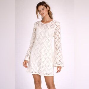 Beach Riot White Floral Lace XS Long Sleeve Daisy Lace Mini Dress / Coverup